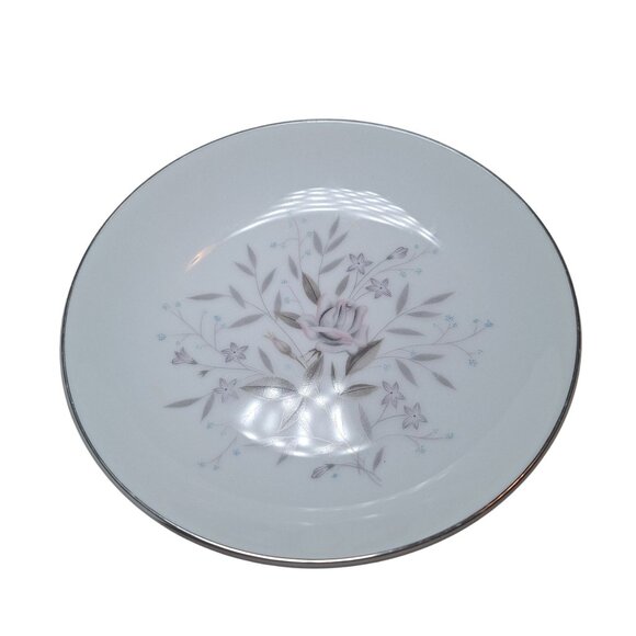 Memphis Fine China Floral Pattern Saucer Plate Silver‎ Trim Raised Edge - Picture 6 of 6